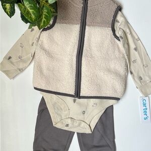 Carter's Cream and Gray Baby Set with Vest